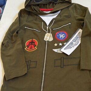 NWT Top Gun Kids Military Green hooded long sleeve t-shirt